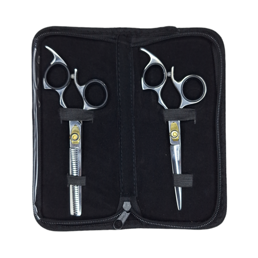 Estuche de Tijeras 6" Ergonómicas Plata con Tornillo Aashta -EAA85-