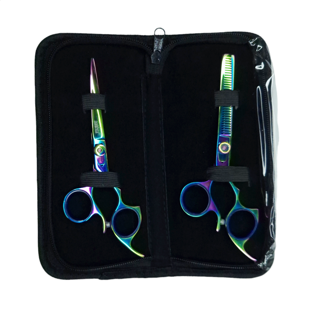 Estuche de Tijeras 6" Arco Iris Ergonómicas con Tornillo Aashta -EAA86-
