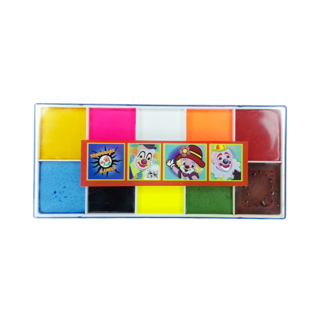Maquillaje Payaso Charola Azul 10 colores Tattoo -ESCPA-