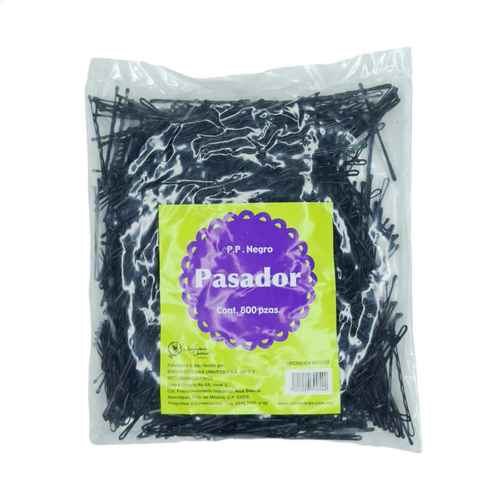 Pasador Bolsa con 800pz, Negro, Universo -PB800N-